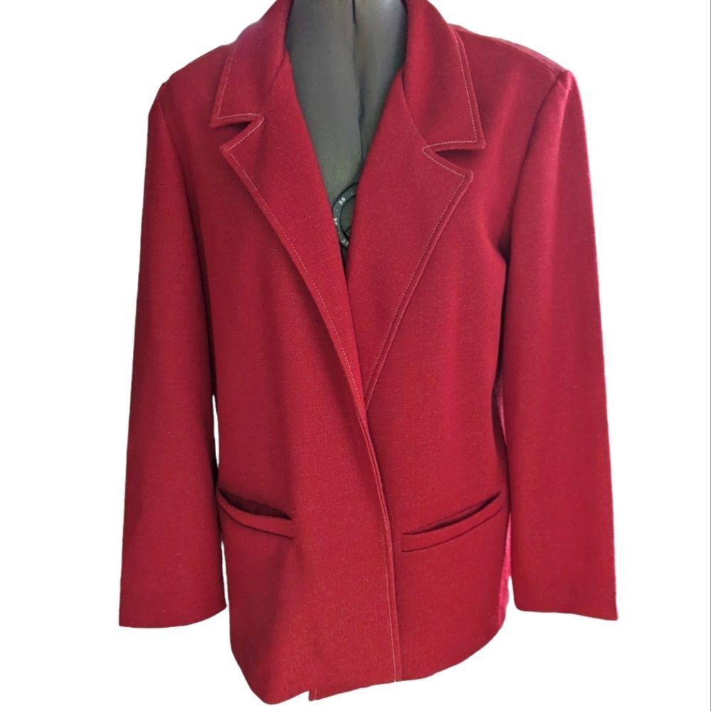 Vintage KoKo Knits of‎ California red jacket with white stitching